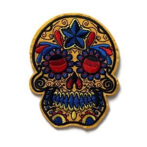 Yellow & Blue Calavera Embroidered Patch